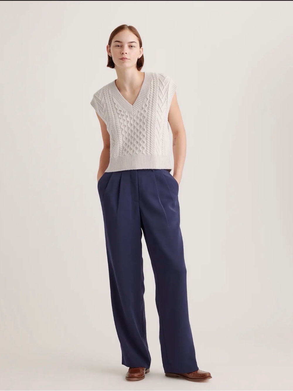 Quince Navy Wide Leg Pants - Size 4/30" inseam